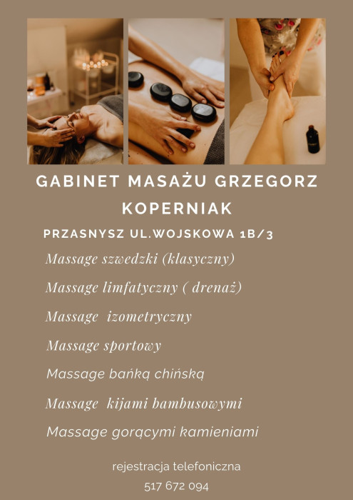 Masaż w Przasnyszu, również  z dojazdem do klienta Ciechanów, Pułtusk, Mława, Krasne i okolice