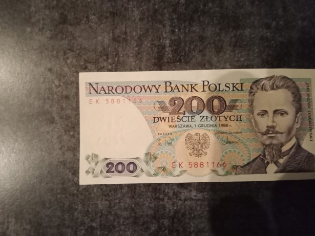 Banknot 200 zł Jarosław Dąbrowski 1988 r