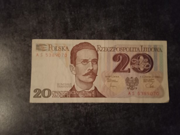 Banknot PRL 20 zł Romuald Traugutt 1982